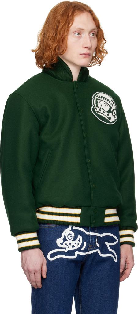 Billionaire Boys Club Green Script Logo Varsity Bomber Jacket