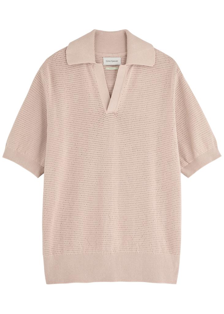 Oliver Spencer Penhale pointelle-knit cotton polo shirt