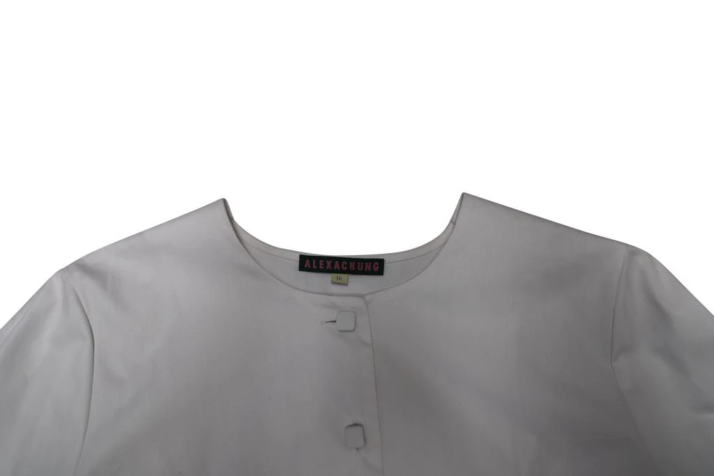 ALEXACHUNG Alexa Chung Herringbone Peplum Top in White Cotton 6