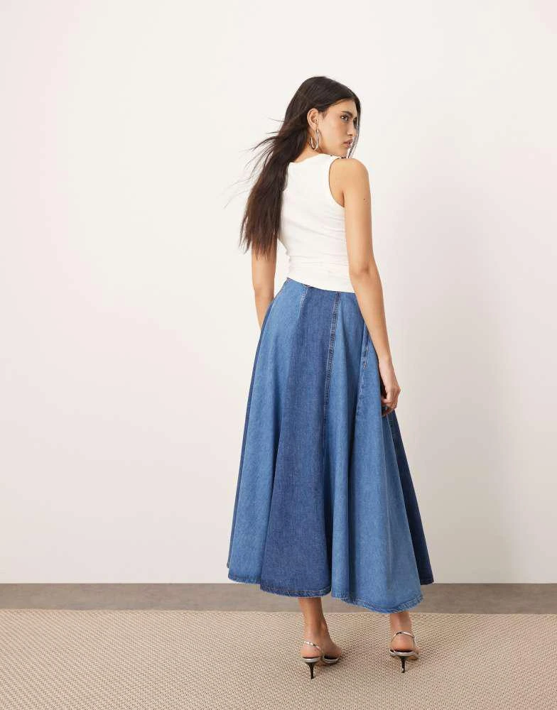 ARRANGE ARRANGE denim panelled maxi skirt in blue two tone - MBLUE 4