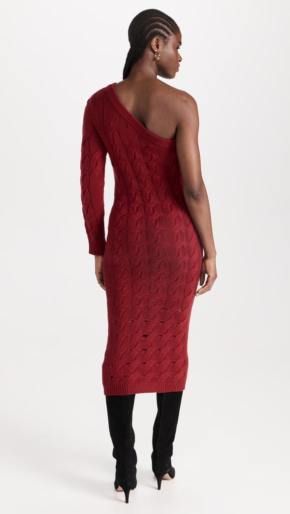 Naadam Wool Cashmere Statement Cable Asymmetrical Dress