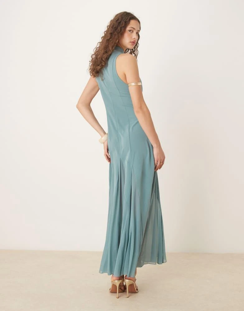Shop ASOS DESIGN high neck maxi dress with chiffon godets in washed blue on  Sale at BeyondStyle  Get 10% Off ASOS DESIGN high neck maxi dress with  chiffon godets in washed