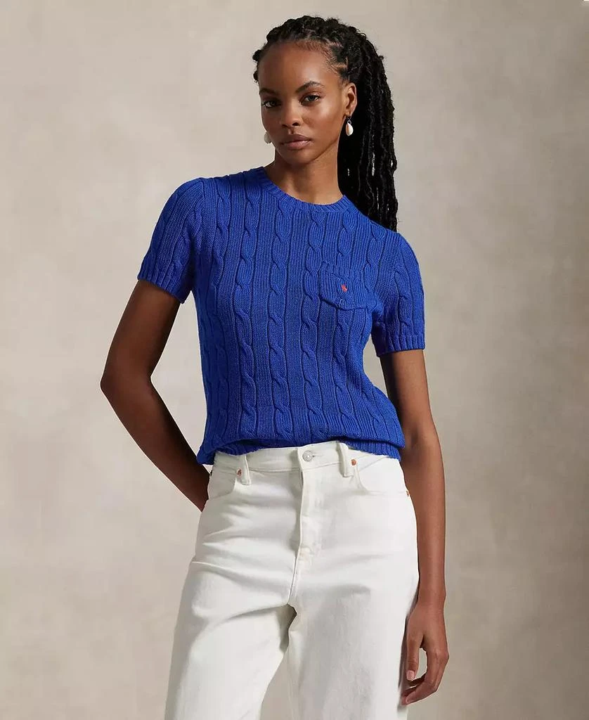 Ralph Lauren Women's Cable-Knit Cotton Short-Sleeve Sweater 1