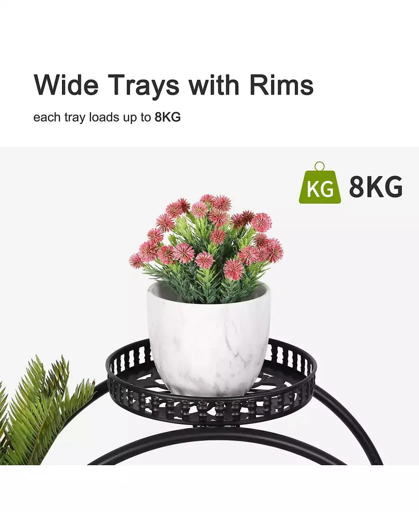 UNHO Metal 6 Pot Plant Stand Decorative Flower Pot Holder with Wheels For Indoor Outdoor 7