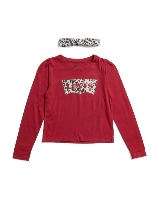 Levi
s Big Girl 2pc Long Sleeve Tee And Headband Set