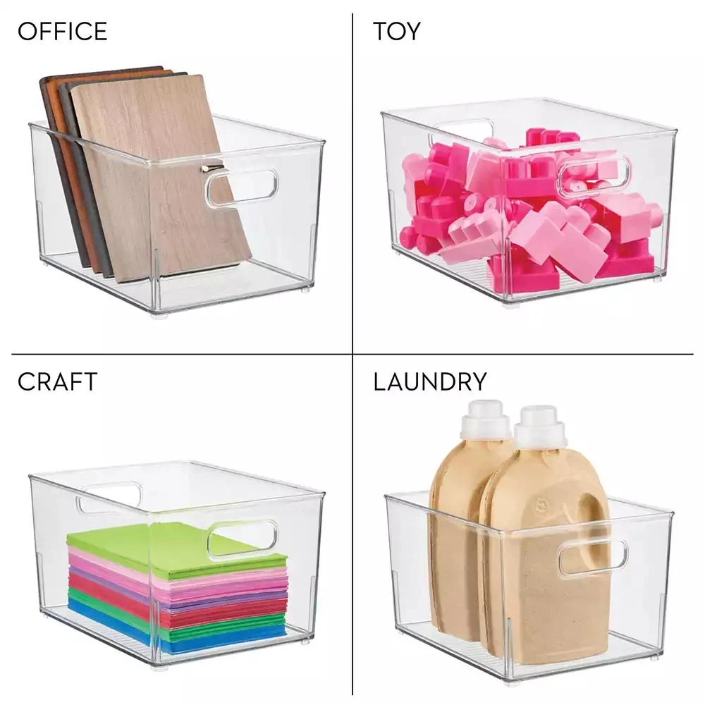 iDesign Small Stackable Bathroom Storage Bin - Set of 2 - Clear - Made in USA 7