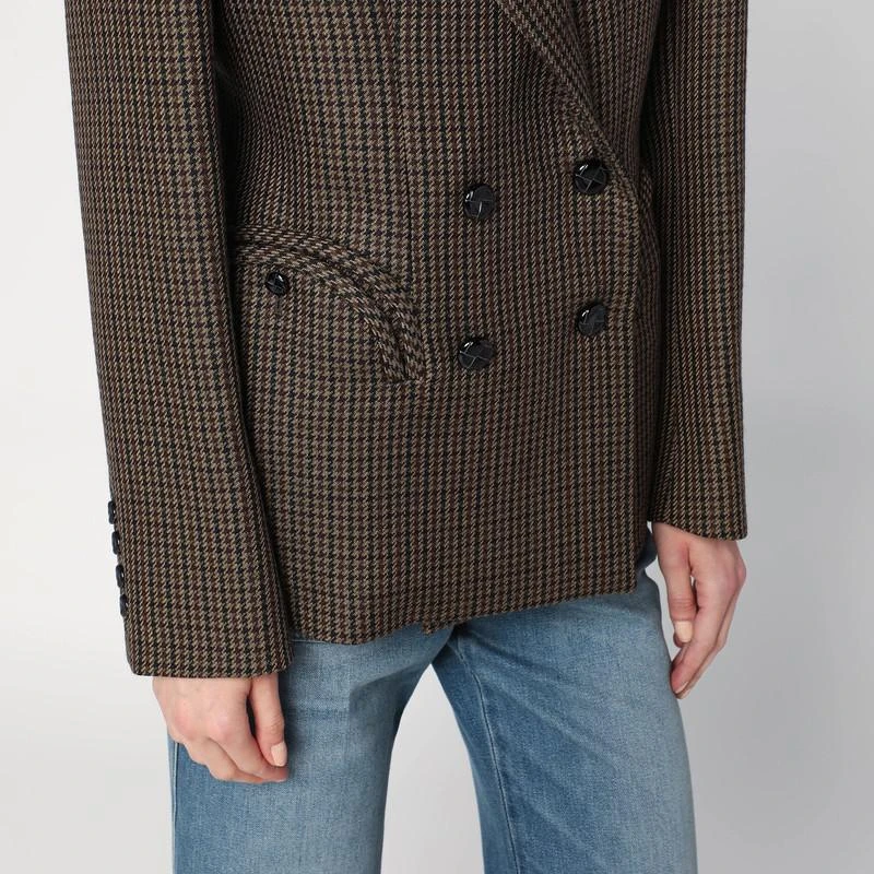 BLAZÉ MILANO Brown wool pied de poule double-breasted blazer 4