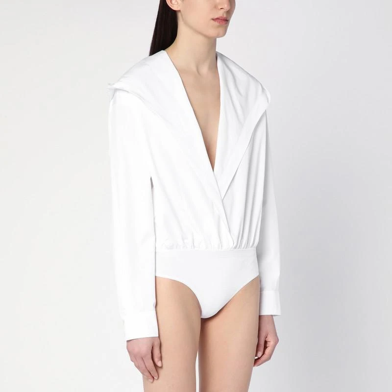 Alaïa White cotton shirt bodysuit with hood 4
