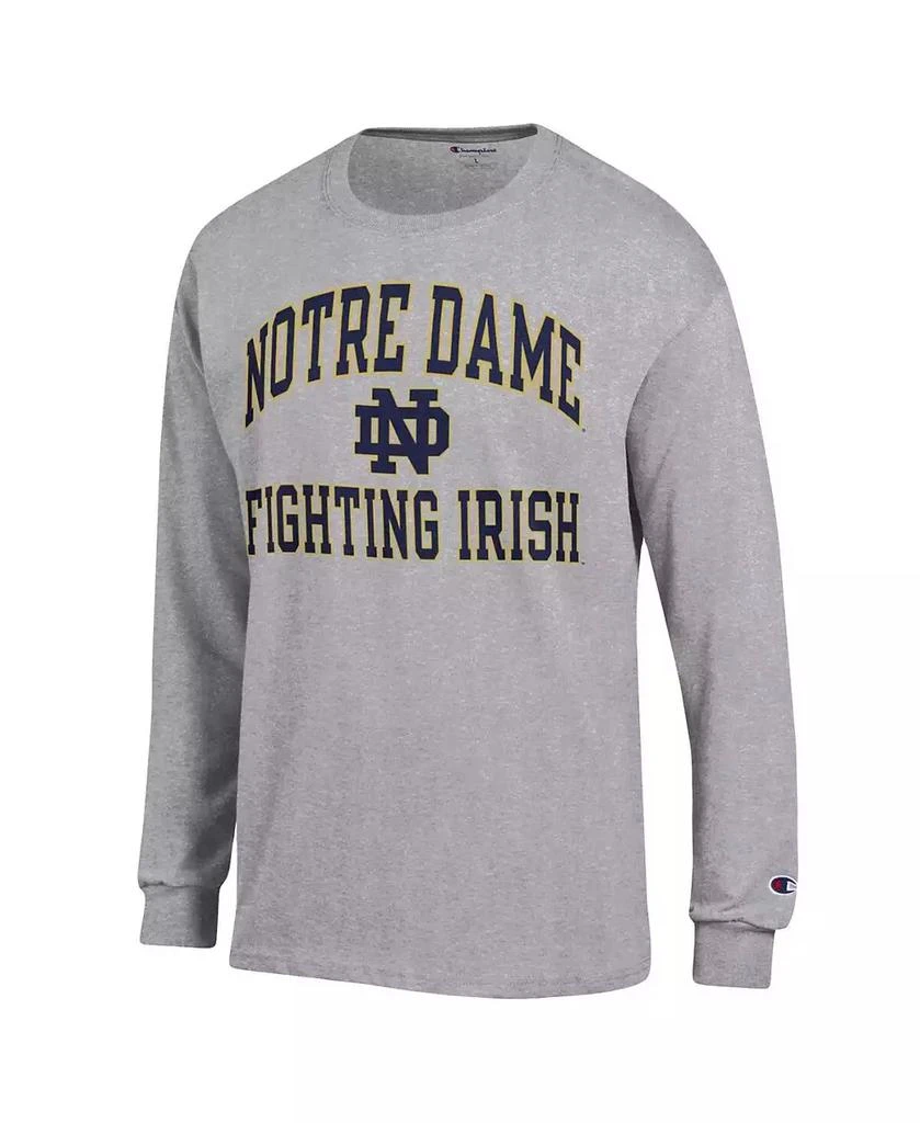 CHAMPION Men
s Heather Gray Notre Dame Fighting Irish High Motor Long Sleeve T-shirt 2