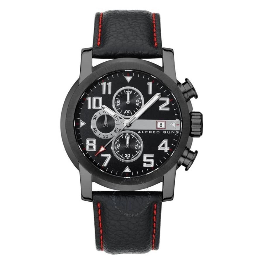Alfred Sung Velox Chronograph Quartz Black Dial Men's Watch AS1601BL-1A 1