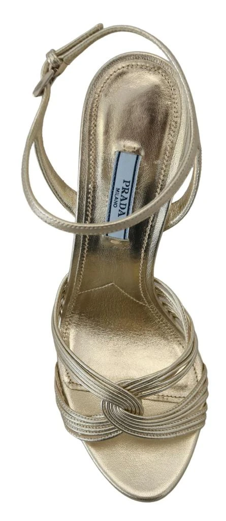 Prada Gold Leather Sandals Ankle Strap Heels Stiletto Sandal 3