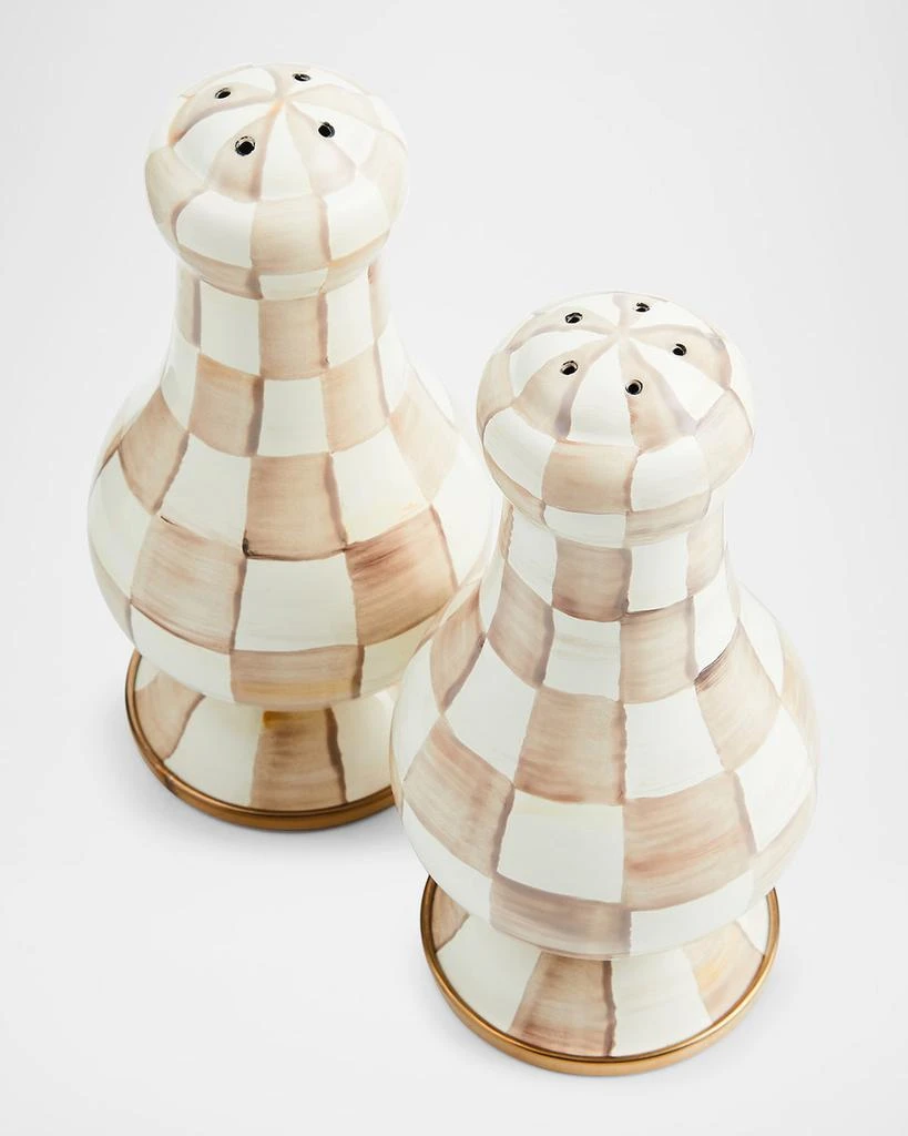 MacKenzie-Childs Mocha Check Large Salt & Pepper Shakers 4