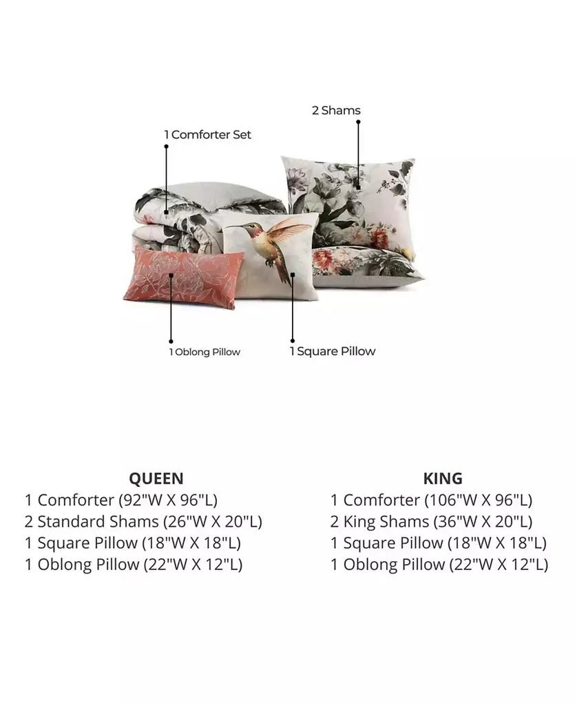 Bebejan Vintage Bloom Bedding 100% Cotton Sateen 5 Piece Queen Size Reversible Comforter Set 10