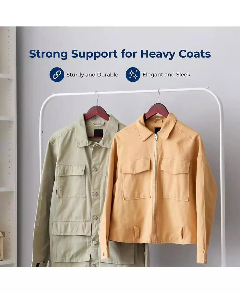 SereneLife 50-Pack Wooden Coat Hangers – Durable Suit Hangers with 360° Swivel Hook 
Notches – Slim Design for Shirts, Jackets, Dresses, and More 4