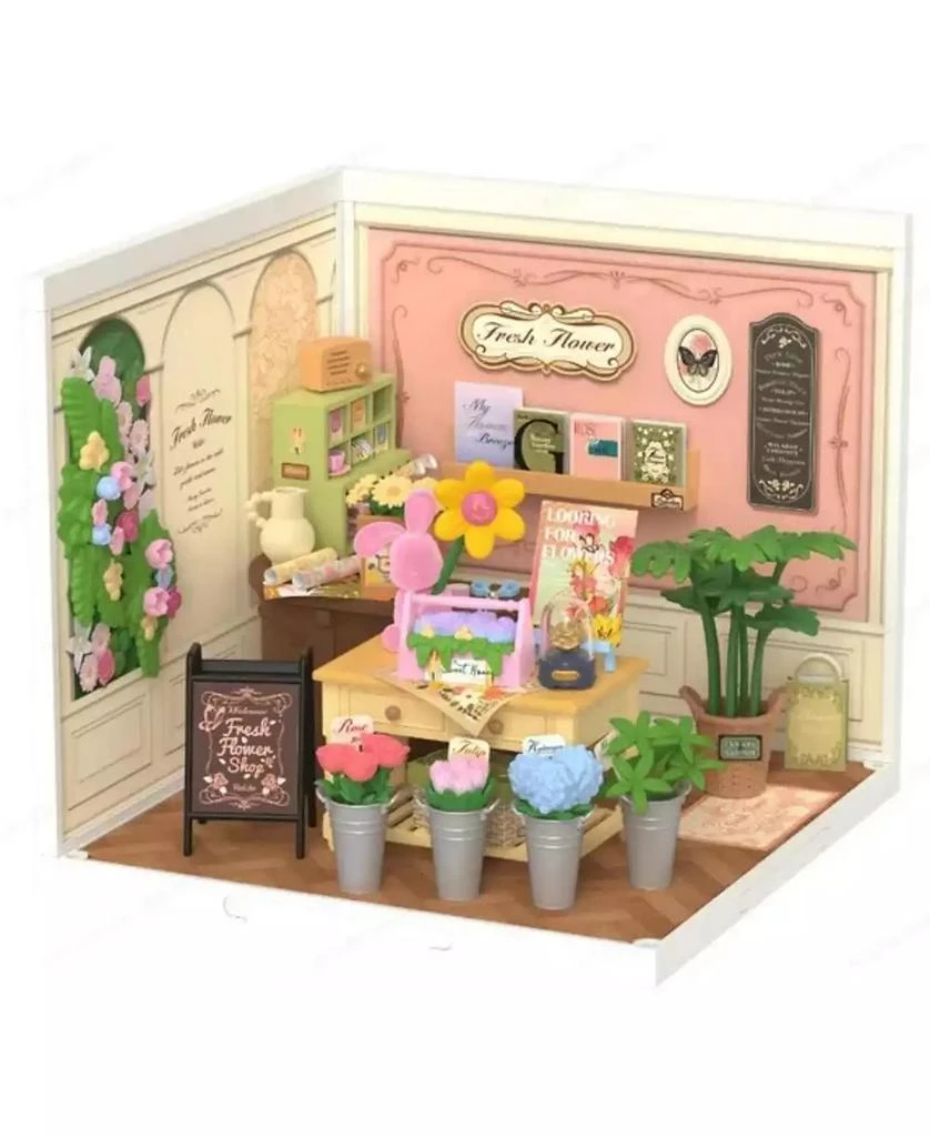 Robotime 3D Puzzles DIY Miniature Dollhouse Fresh Flower Shop Flower Shop Building Set Toys Playset Decorative Ornaments