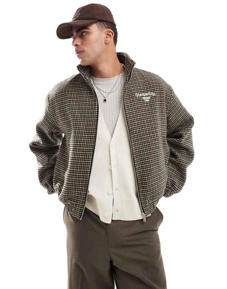 Bershka Bershka checked bomber jacket in brown 1