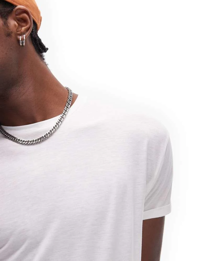 Topman Topman longline t-shirt in white 4