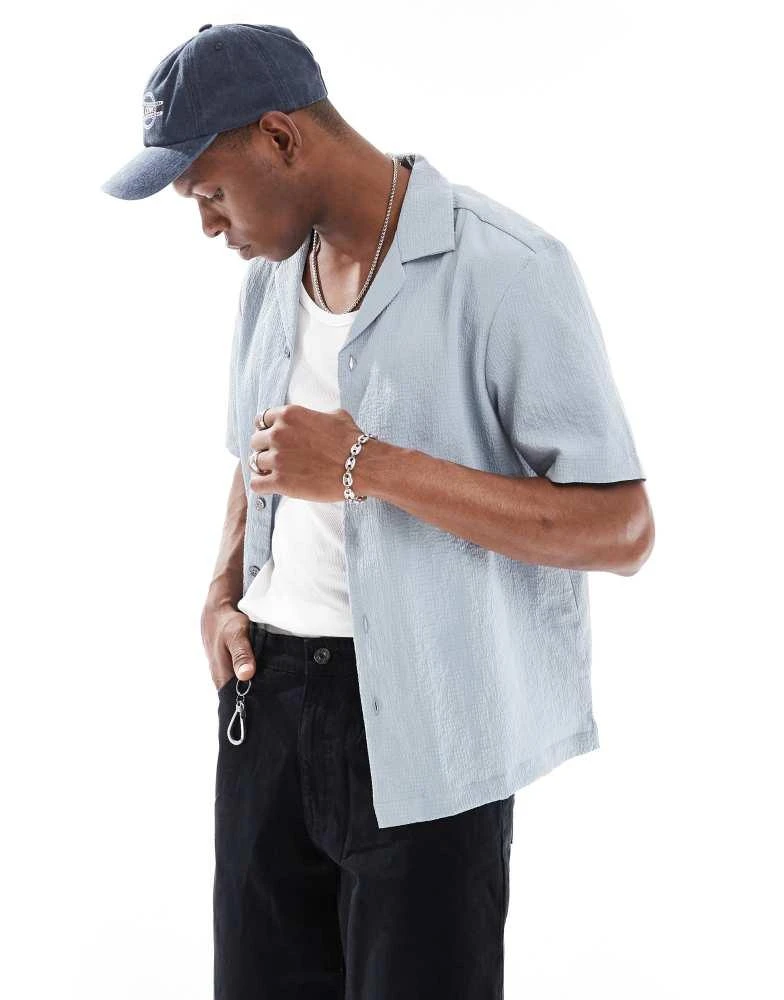 River Island River Island seersucker shirt in light blue 1