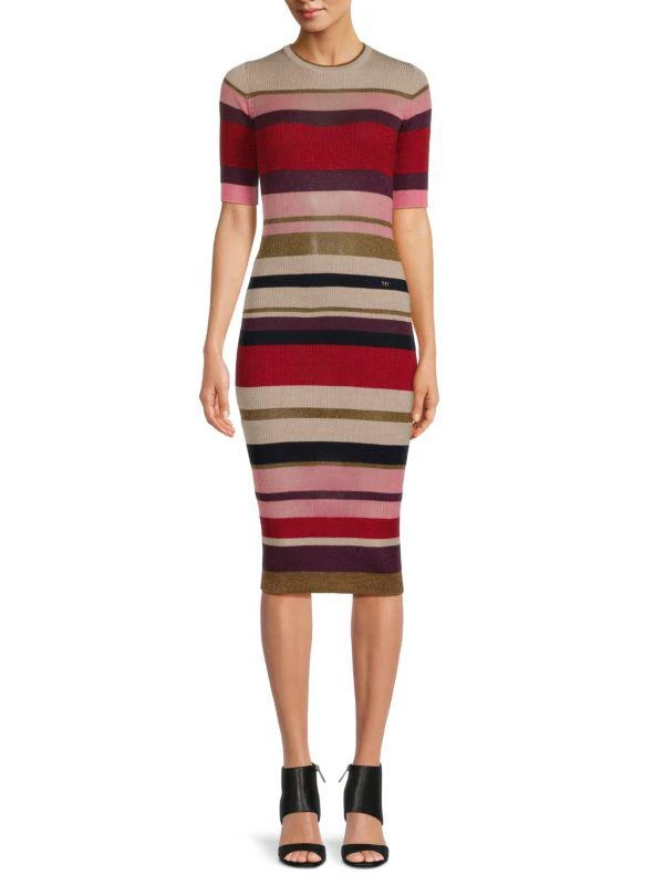 SONIA RYKIEL Striped Wool Blend Midi Dress 1