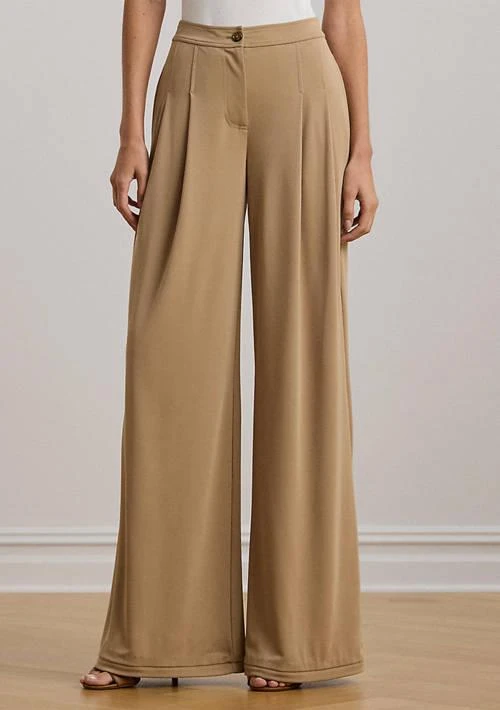 Ralph Lauren Ralph Lauren Petite Pleated Stretch Jersey Wide Leg Pants 1