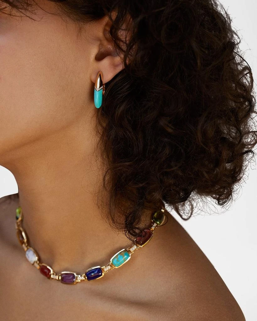 Emily P. Wheeler 18K Yellow Gold Oval Earrings with Turquoise and Diamonds 2