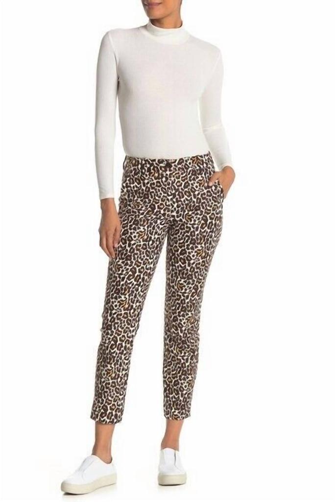 J. Crew Leopard Print Slim Mid-Rise Stretch Ankle Crop Pants In Multicolor