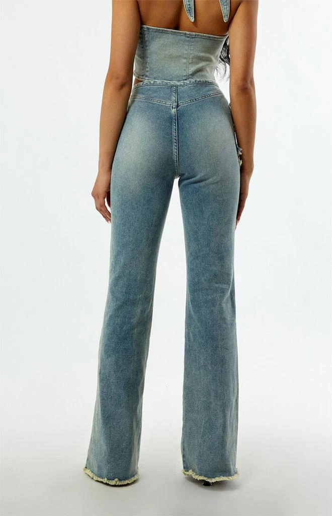 Playboy By PacSun Stretch Frayed High Waisted Flare Jeans 4