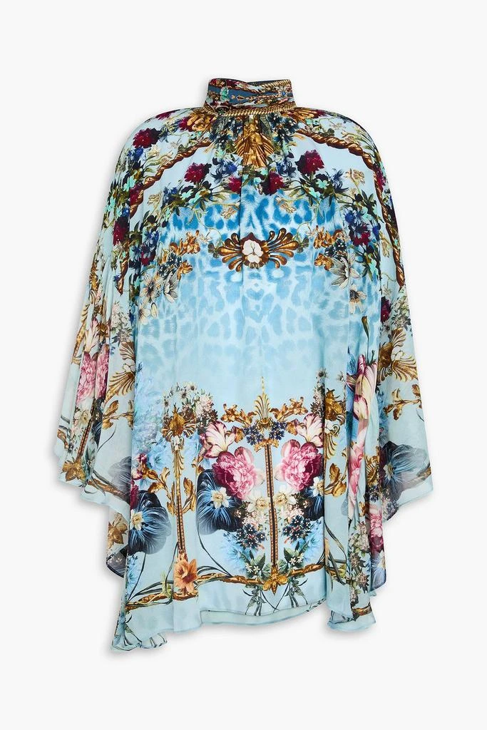 CAMILLA Embellished printed silk crepe de chine and voile blouse 1