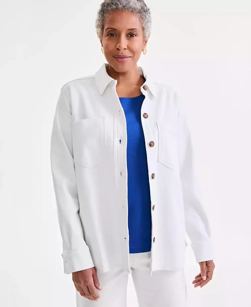 Style & Co Petite Dobby Long-Sleeve Button-Front Shacket, Exclusively at Macy's 1
