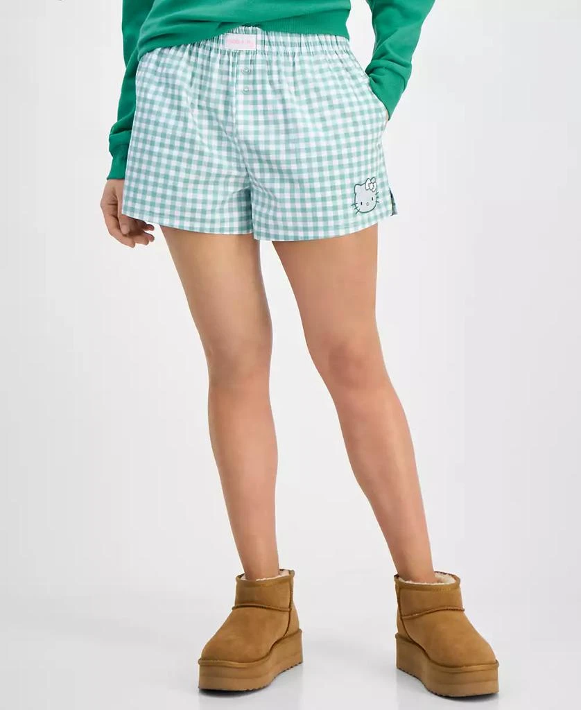 Love Tribe Juniors' Hello Kitty Gingham Cotton Boxer Shorts 3