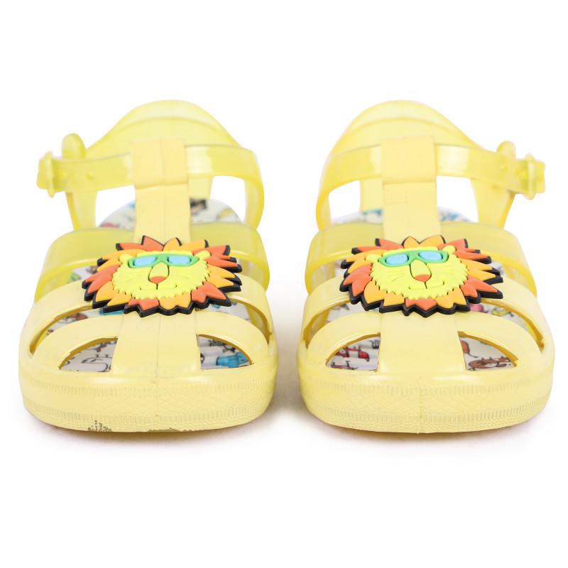 COLORS OF CALIFORNIA Appliqued lion rubber sandals in yellow