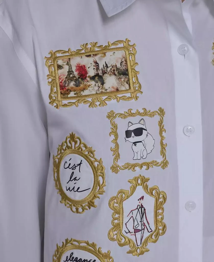 Karl Lagerfeld Paris Women
s Portrait Button Down Top 6