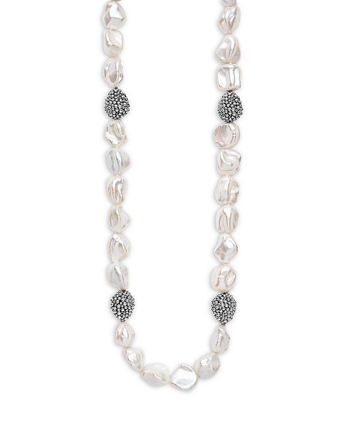 LAGOS Sterling Silver Luna Keshi Pearl & Caviar Bead Collar Necklace, 18"