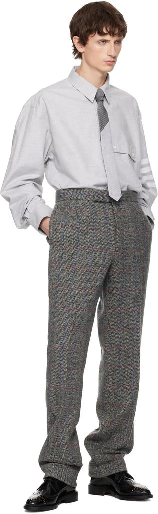 Thom Browne Gray Woven Flannel 4-Bar Oversized Shirt 5