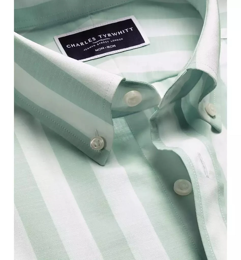 Charles Tyrwhitt Men's Slim Fit Short Sleeve Wrinkle-Resistant Striped Button-Down Shirt 3
