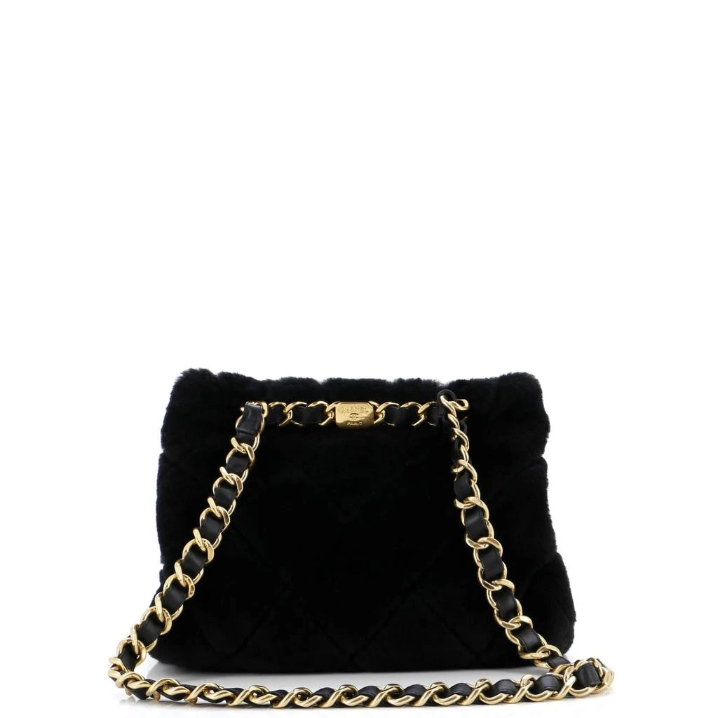 Chanel CC Bar Chain Handle Shopping Tote Quilted Shearling Small 3