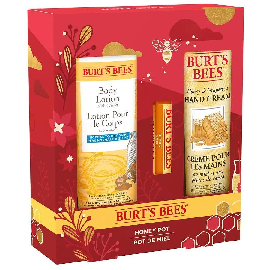 Burt's Bees Honey Pot Holiday Gift Set, 3 Honey Skincare Products 8