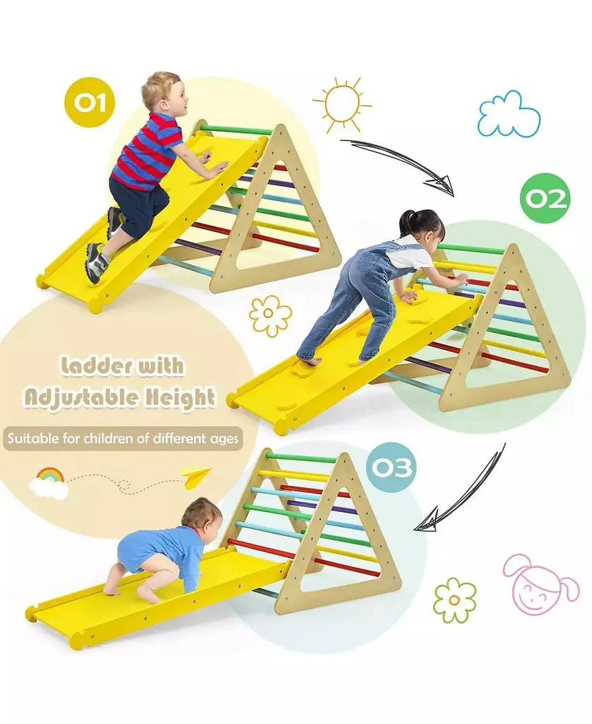 SKONYON 3 in 1 Wooden Set of 2 Triangle Climber with Ramp for Slid 9