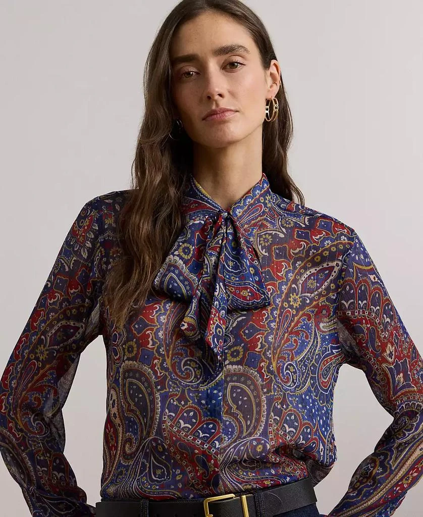 Ralph Lauren Women's Classic-Fit Print Chiffon Tie-Neck Shirt 3