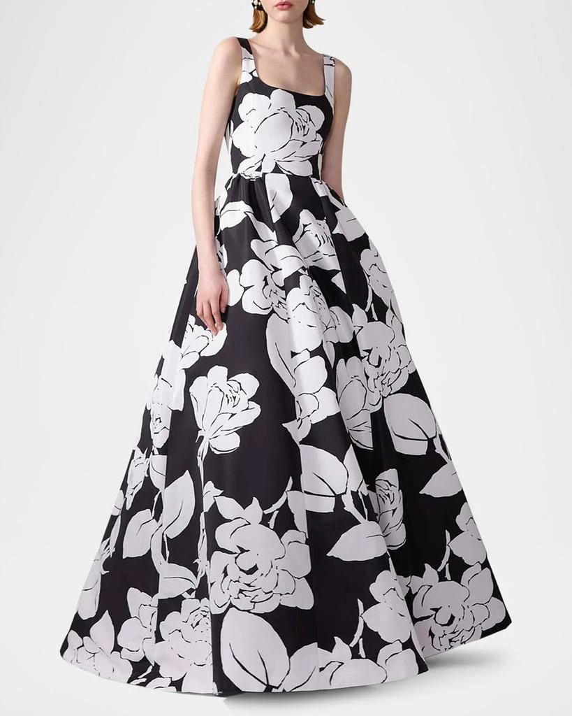 Carolina Herrera Square-Neck Flower Sleeveless Ball Gown 2