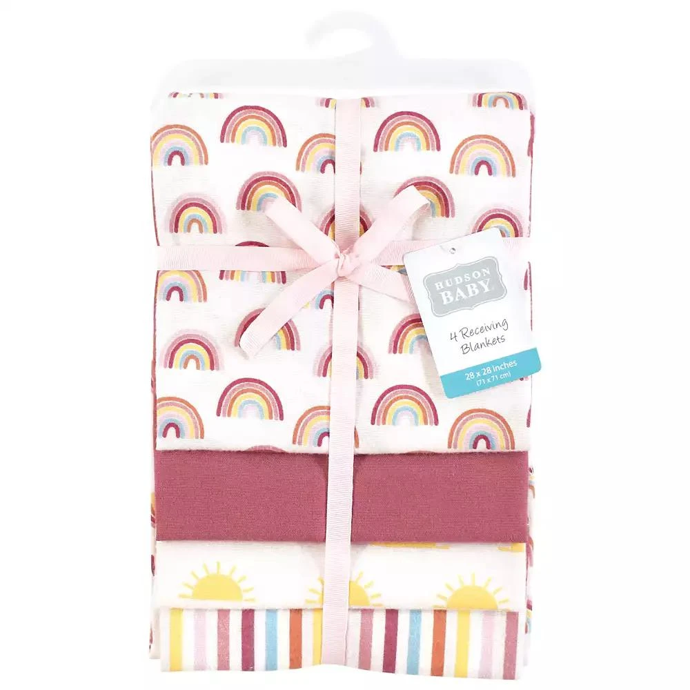 Hudson Cozy Cotton Poly Flannel Set of 4 Receiving Blankets 3