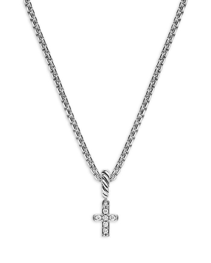 David Yurman Micro Pavé Cross Amulet in Sterling Silver with Diamonds, 8mm