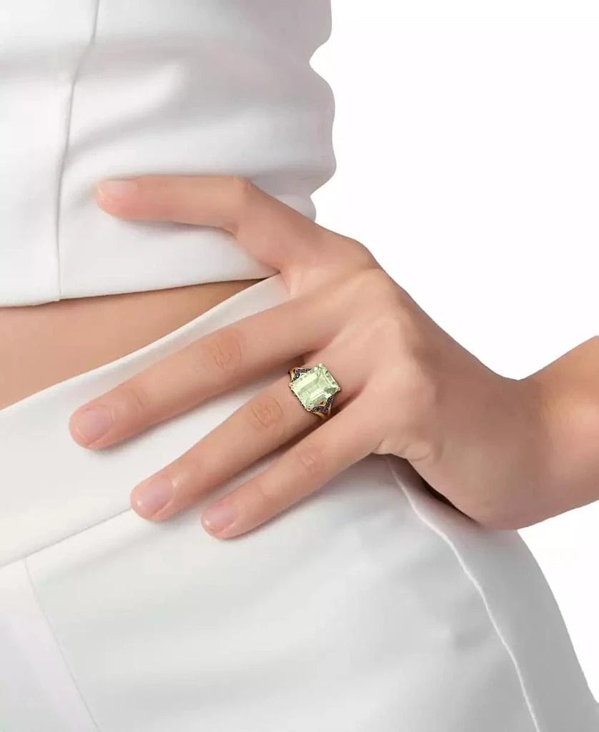Macy's Green Quartz (5-1/3 ct. t.w.) & Black Sapphire (3/8 ct. t.w.) Statement Ring in 18k Gold Flash-Plated Sterling Silver 3
