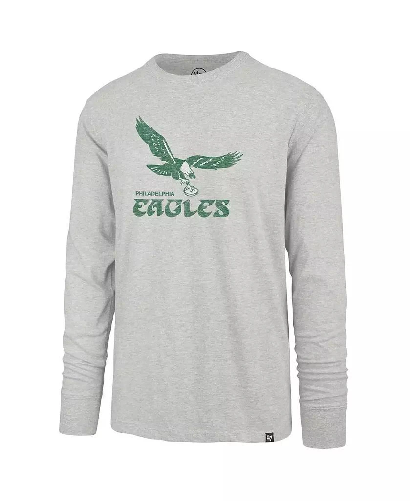 47 Brand Men's Gray Distressed Philadelphia Eagles Premier Franklin Long Sleeve T-shirt 3
