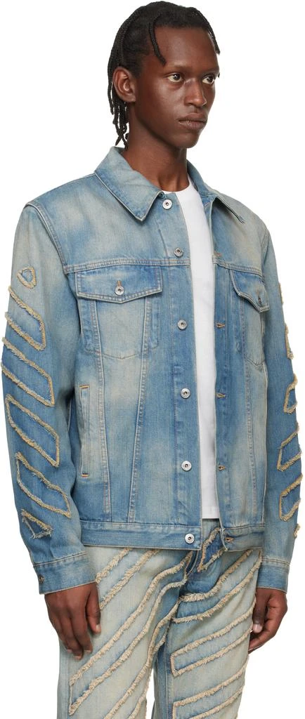 Off-White Blue Diagonal Raw Patch Denim Jacket 2