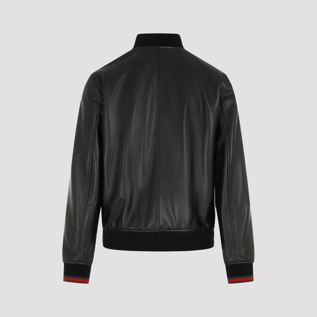 Gucci Black Lamb Leather Bomber Jacket 3
