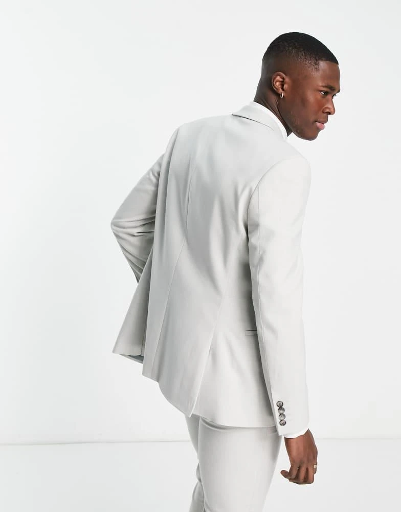 ASOS ASOS DESIGN skinny suit jacket in crosshatch in ice grey 3