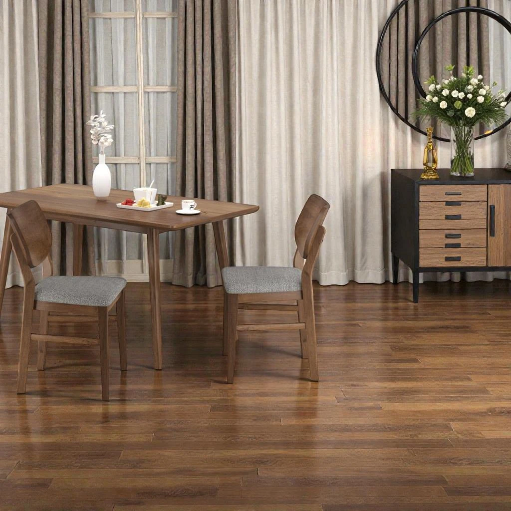 Hivvago Pair of 2 Farmhouse-Style Dining Chairs Featuring Soft Upholstery and Wood Construction