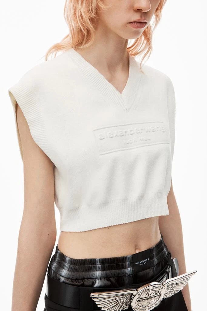 Alexander Wang Logo Embossed Cropped Vest in Soft Chenille 3