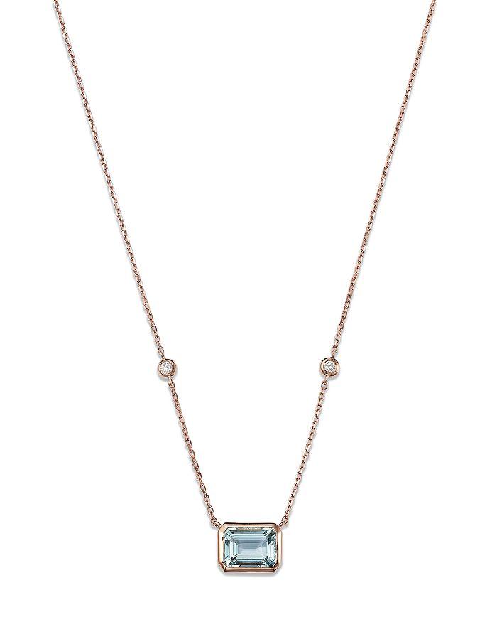 Bloomingdale's Aquamarine & Diamond Pendant Necklace in 14K Rose Gold, 18" - 100% Exclusive